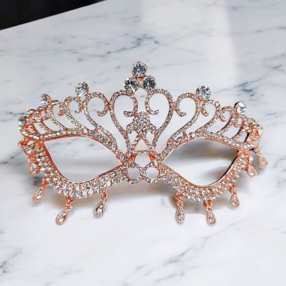 Rose Gold Mask, Venetian Masquerade Mask, Masquerade Ball Mask, Prom Mask - Picture 1 of 8